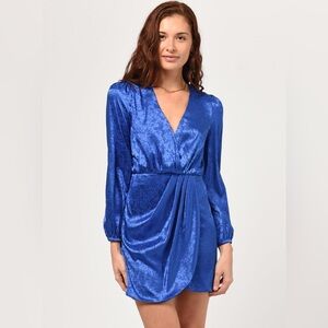 Adelyn Rae Lindsey Wrap Jacquard Mini Dress Cobalt Blue